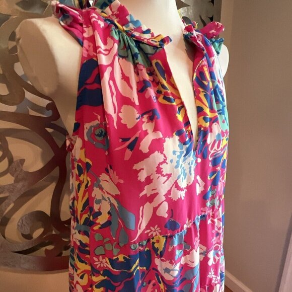 Mud Pie PINK Indy FLORAL MAXI DRESS Women’s Size Medium Spring Summer Dress - Picture 3 of 11